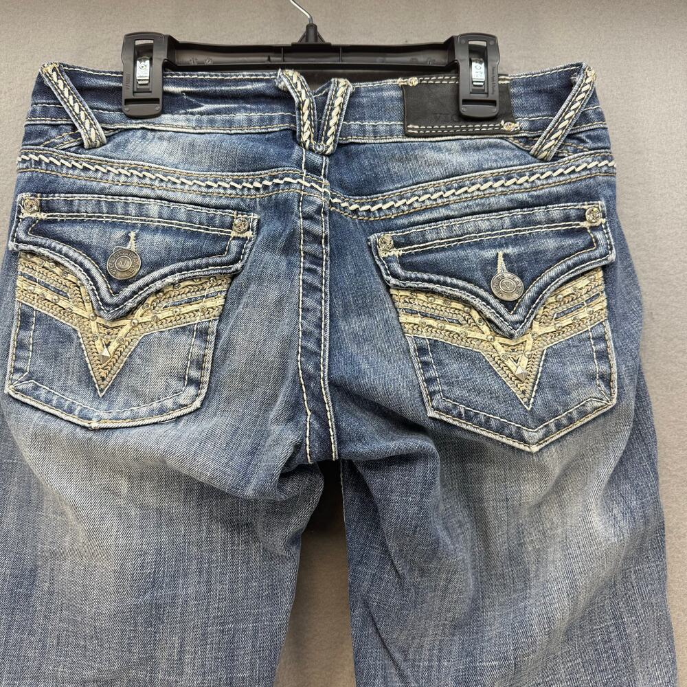 Vigoss Jeans Women's 3x21 Blue The York Capri Leather Studded Embellished - Picture 3 of 14